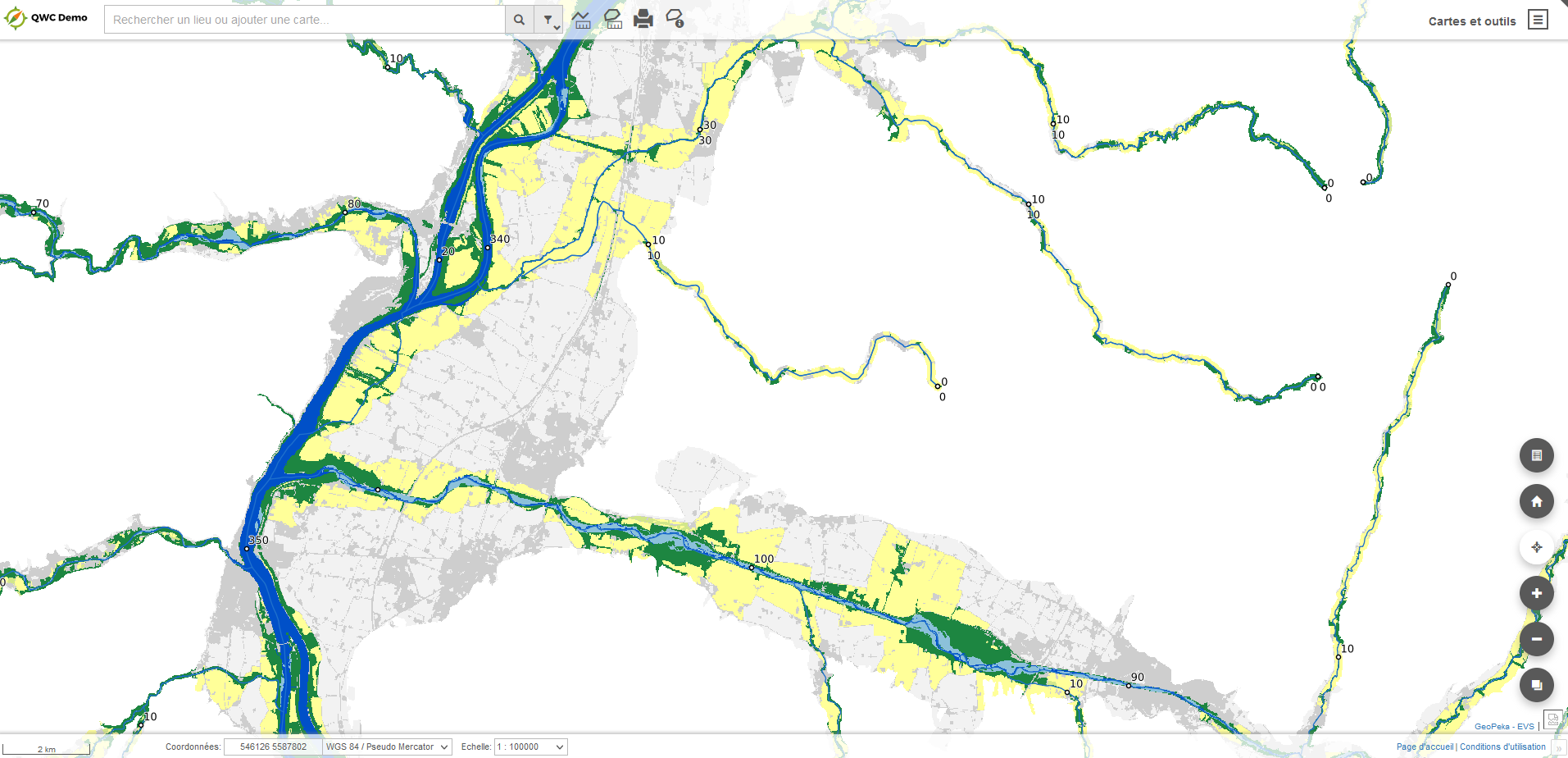 Extrait de la cartographie des EBF - GeoPeka